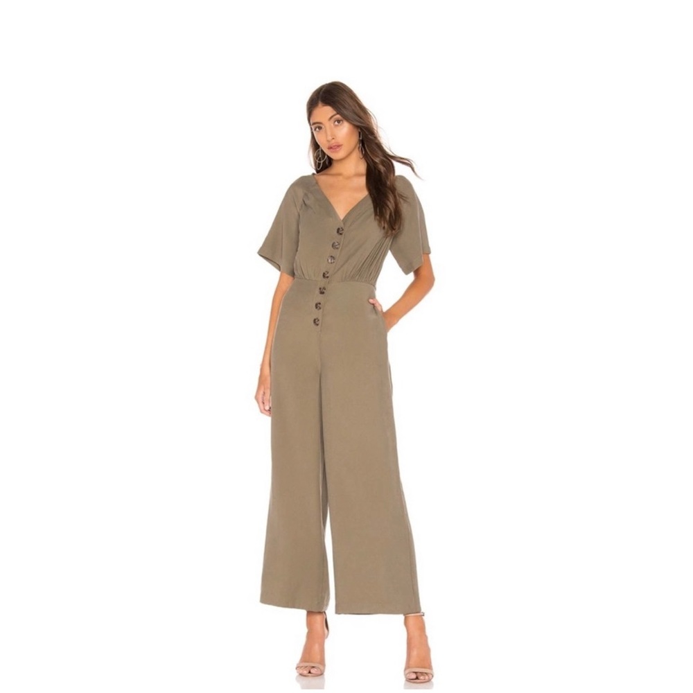 L'Academie The Lissa Jumpsuit in Olivine Green
